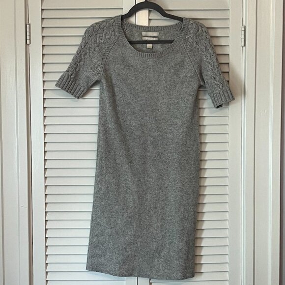 Banana Republic Dresses & Skirts - Banana Republic sweater dress short-sleeve grey small cable-knit wool cashmere
